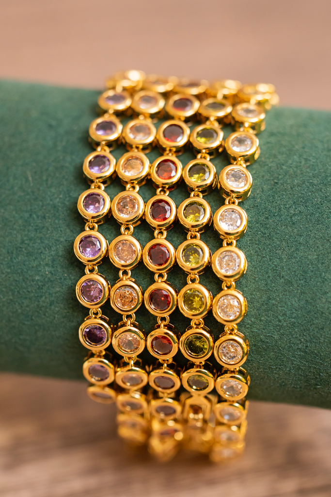 Pulsera Tennis Bezel Circulos Colores