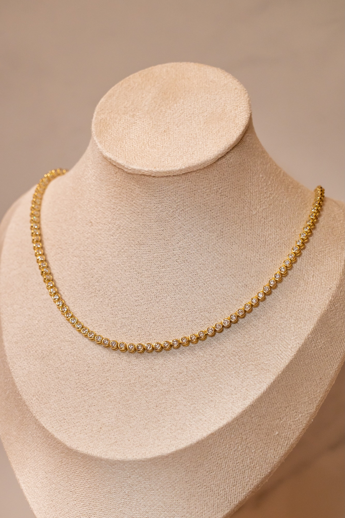 Collar Tennis Bezel Dorado 925