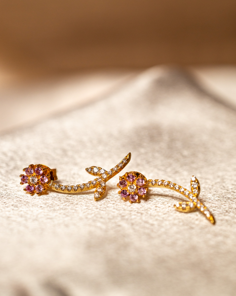 Arete Ear Jacket Flor Dorado 