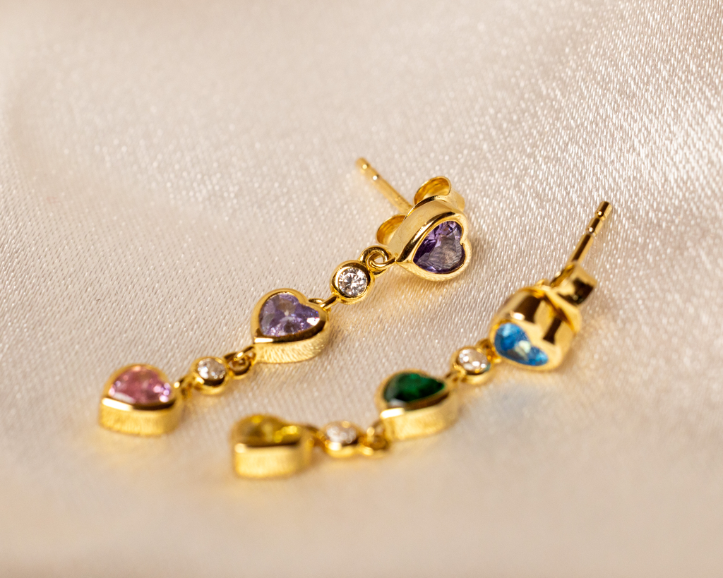 Arete 3 Corazones Multicolor 