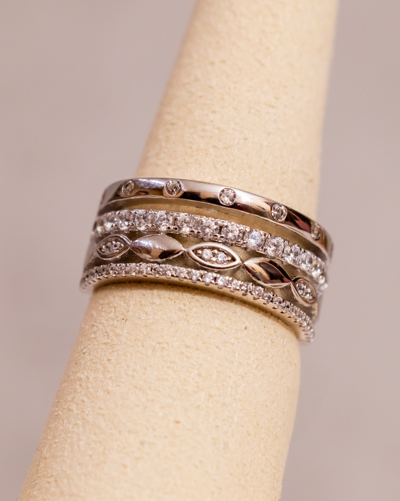 Anillo Tiras Cristales 