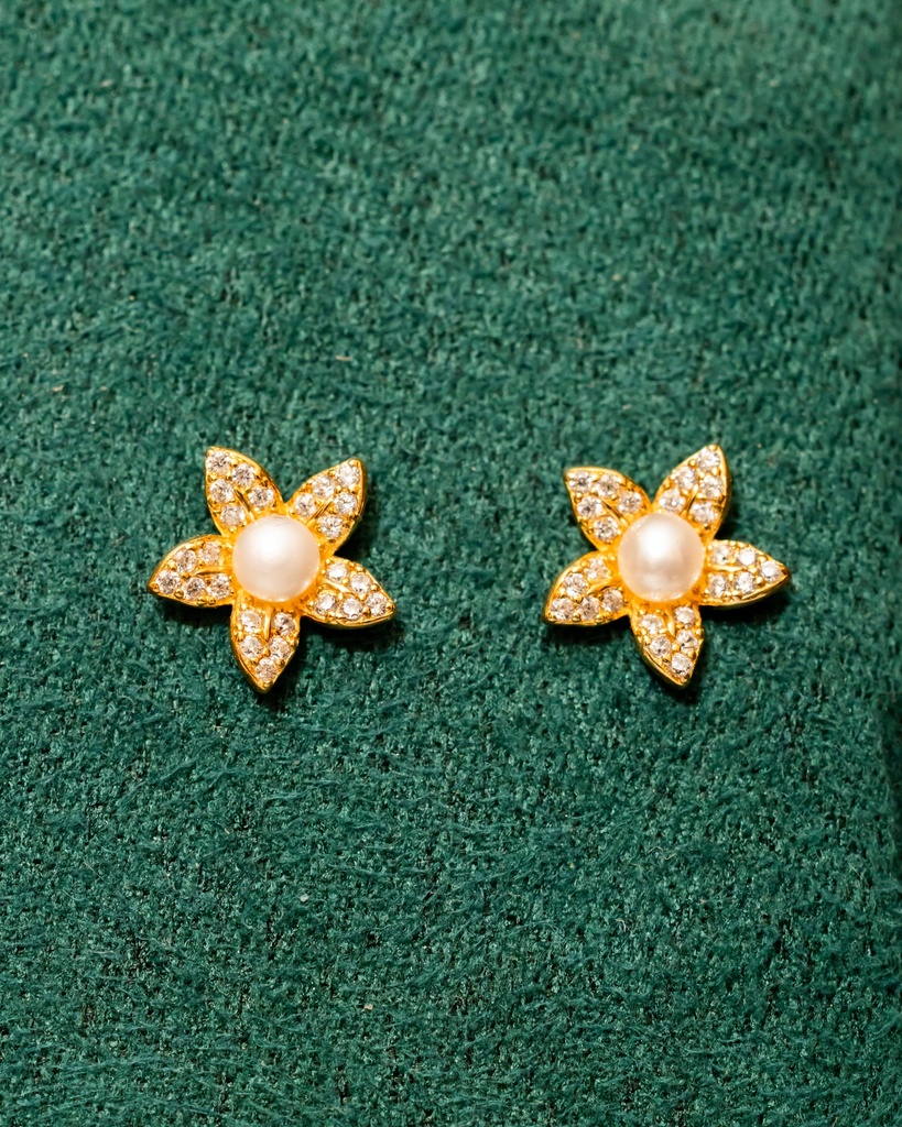 Arete Flor Perla Centro Rosca