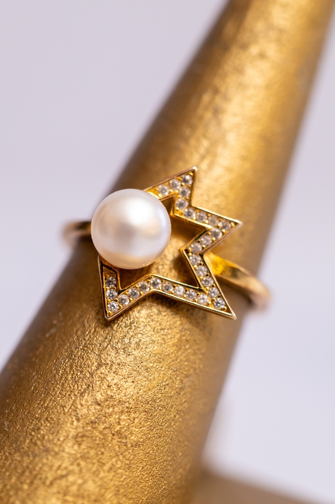 Anillo Estrella Perla Centro