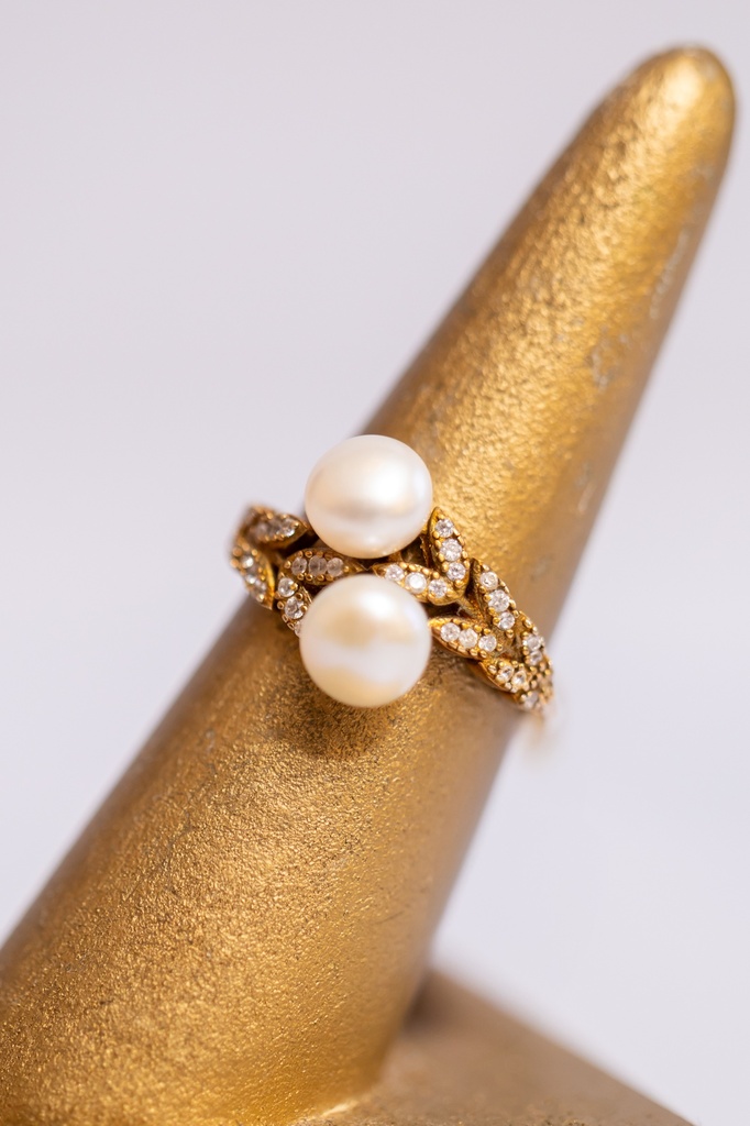 Anillo Doble Hoja Perla