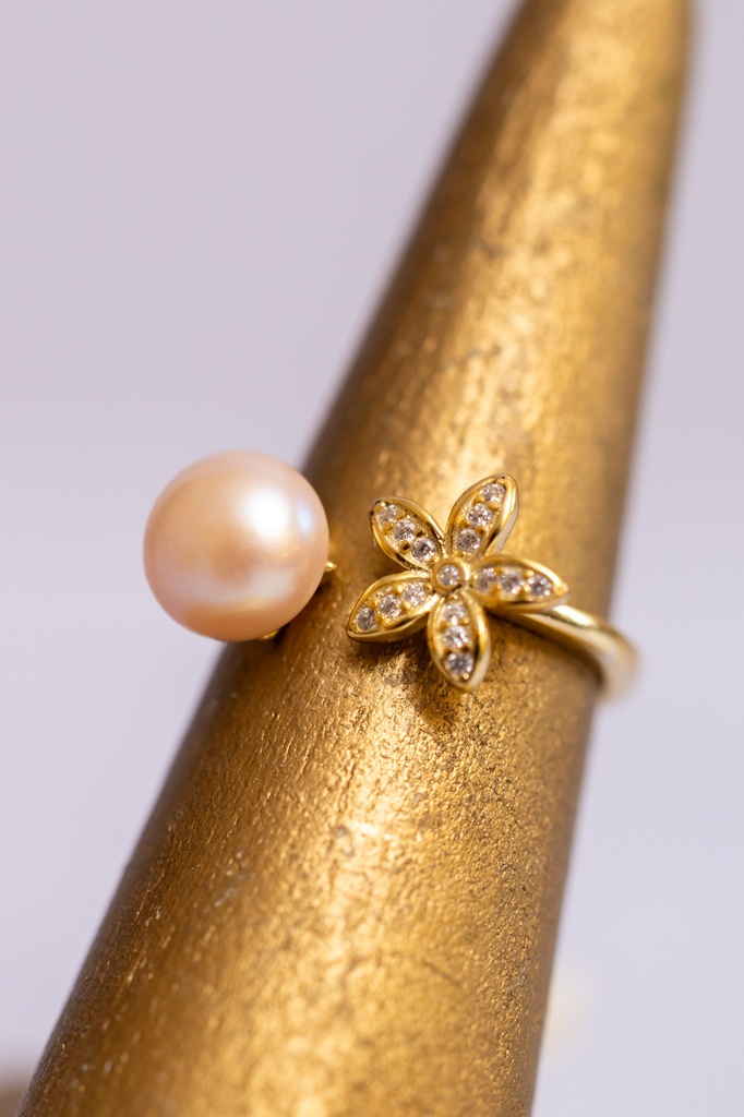 Anillo Abierto Perla Flor