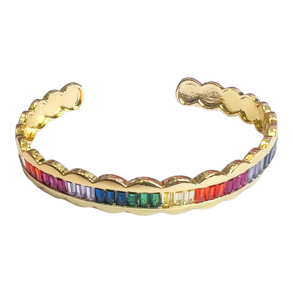 Pulsera Bangle Abierta Rainbow Cristales