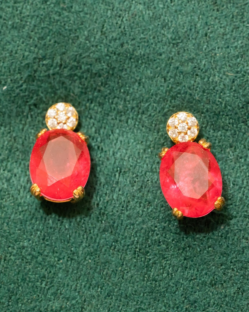 Arete Piedra Ovalada Color Cristal Arriba