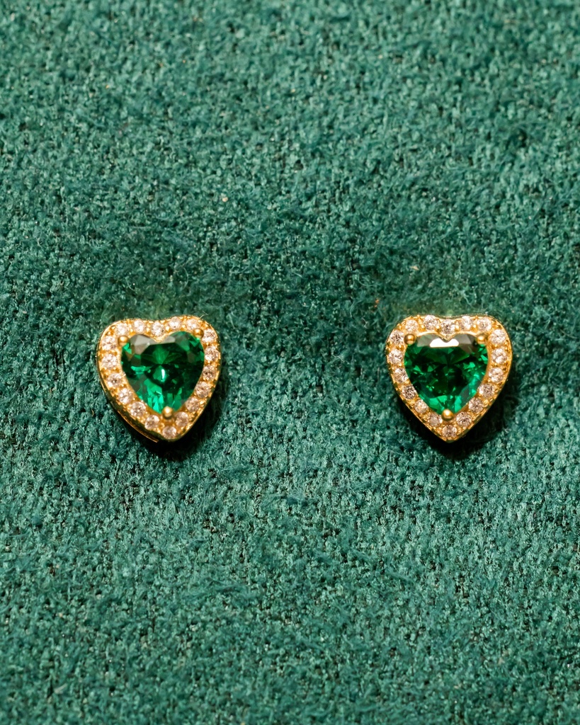 Arete Corazon Cristales Colores Mini