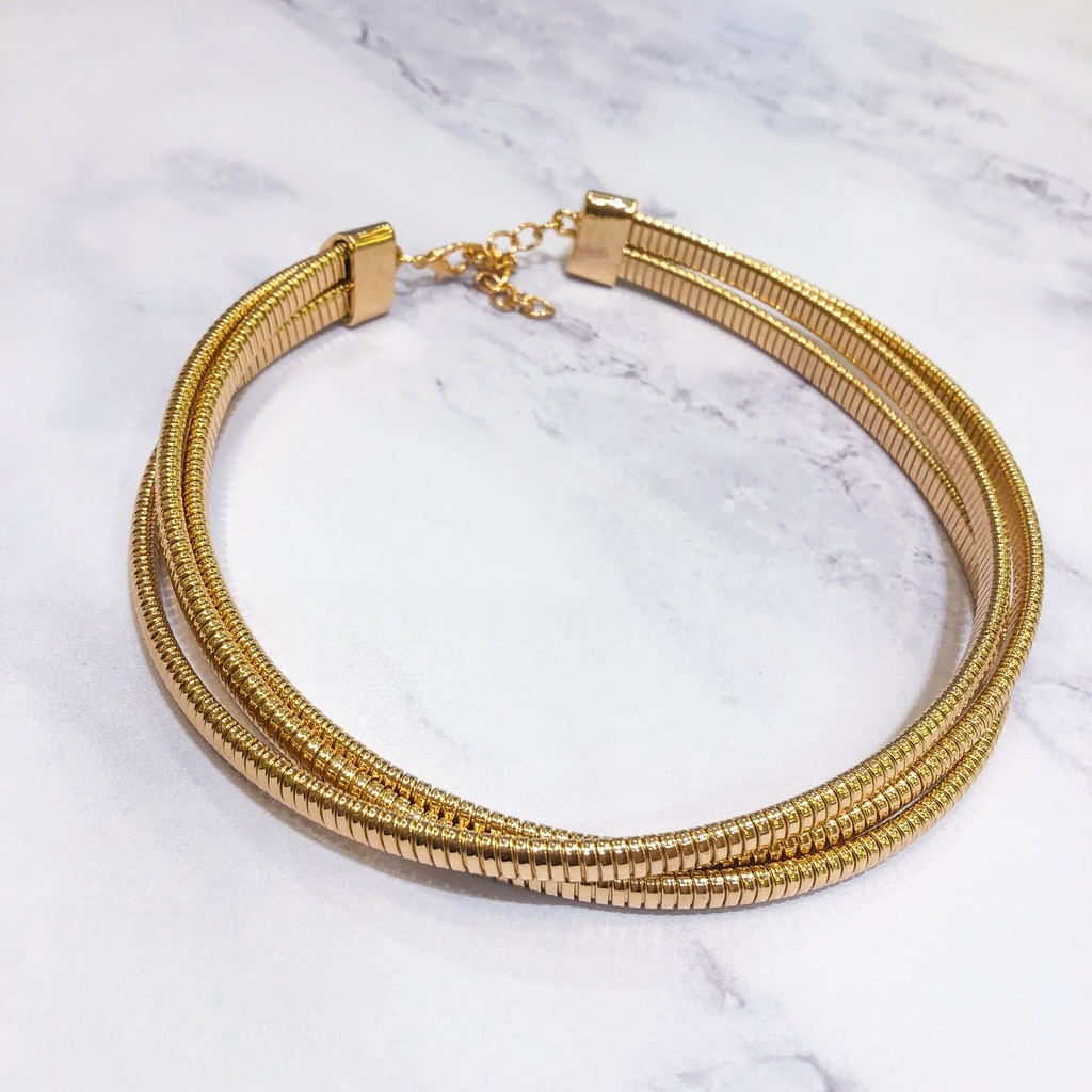 Choker Triple Plateado Flexible