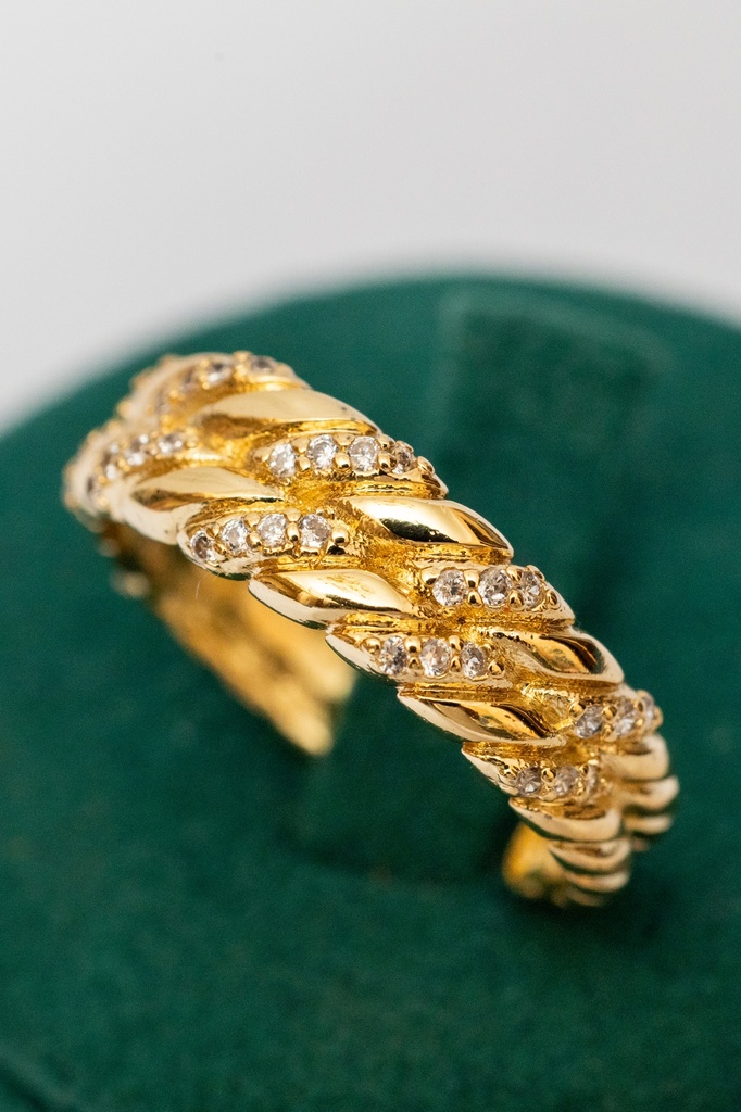 Anillo Fino Doble Textura Cristales