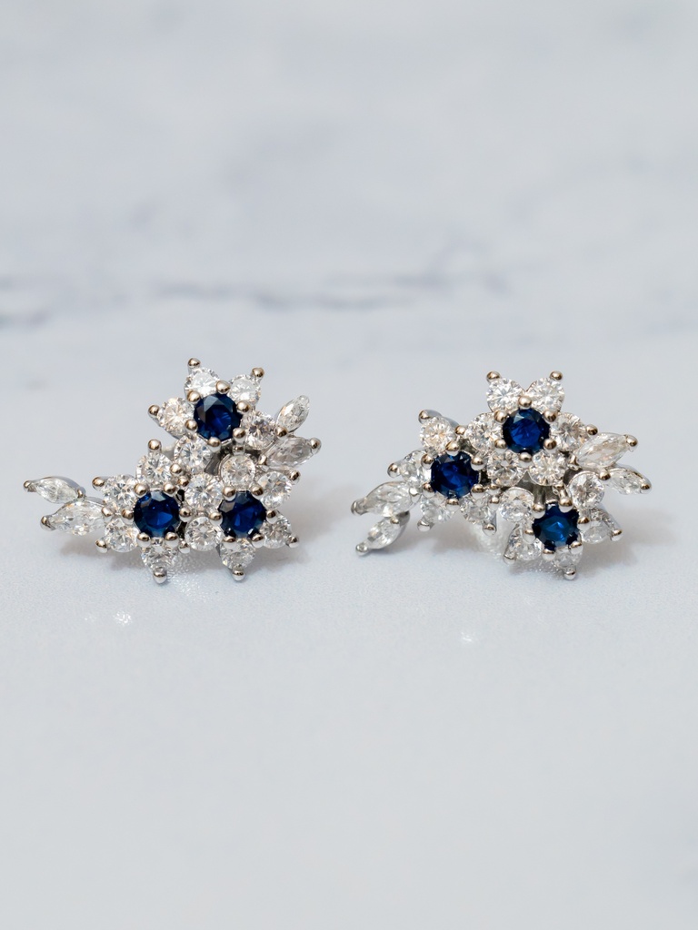 Arete 3 Mini Flores Azules