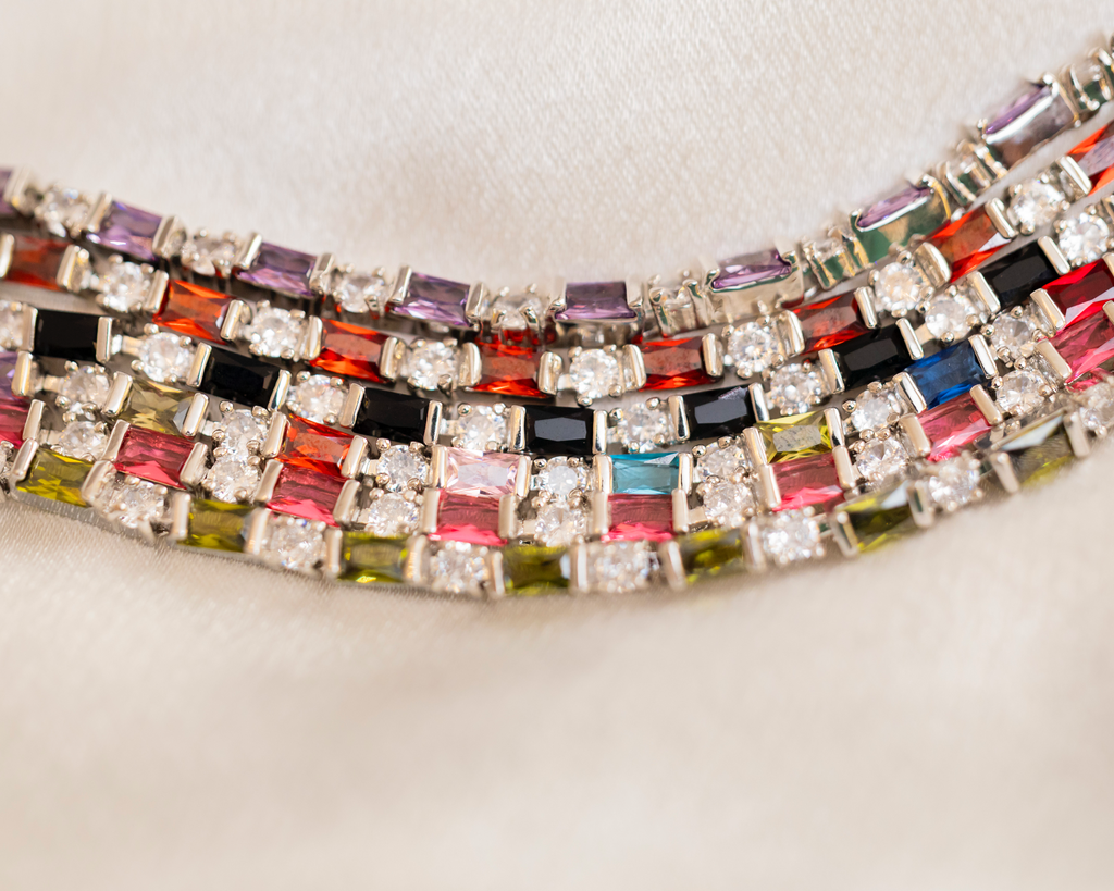 Pulsera Tennis Cristal Color Bi Color