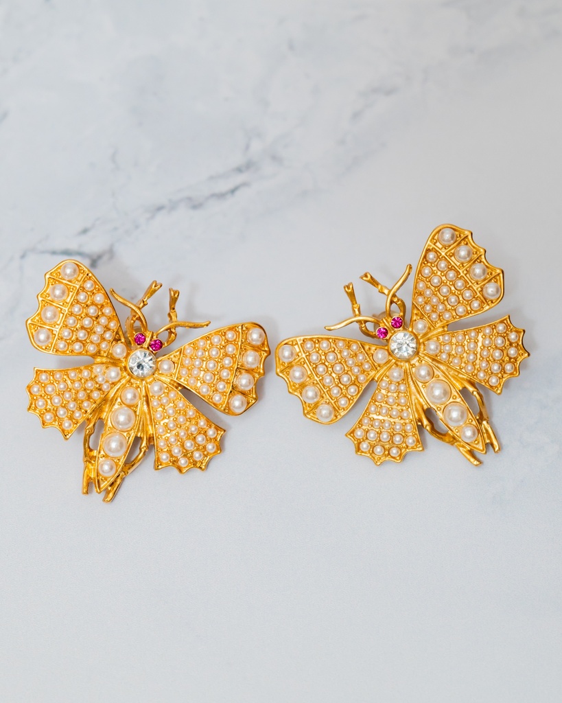 Arete Mariposa Perlas