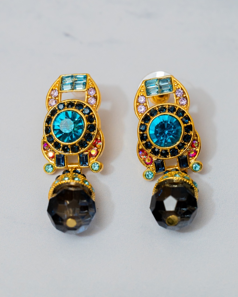 Arete Vintage Piedra Negra y Azul