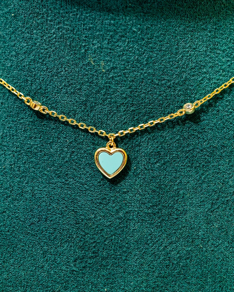 Collar Corazon Cadena Cristales Niñas