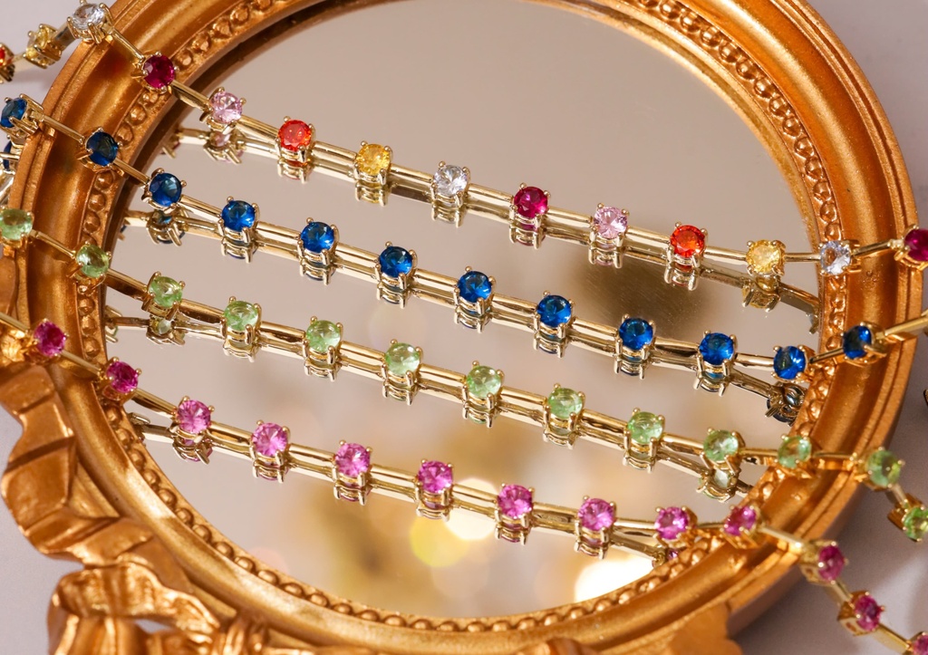 Pulsera Tennis Piedras Colores Salteadas