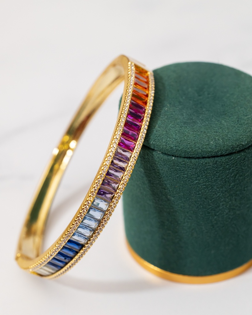 Pulsera Cuff Rainbow Cristales Borde
