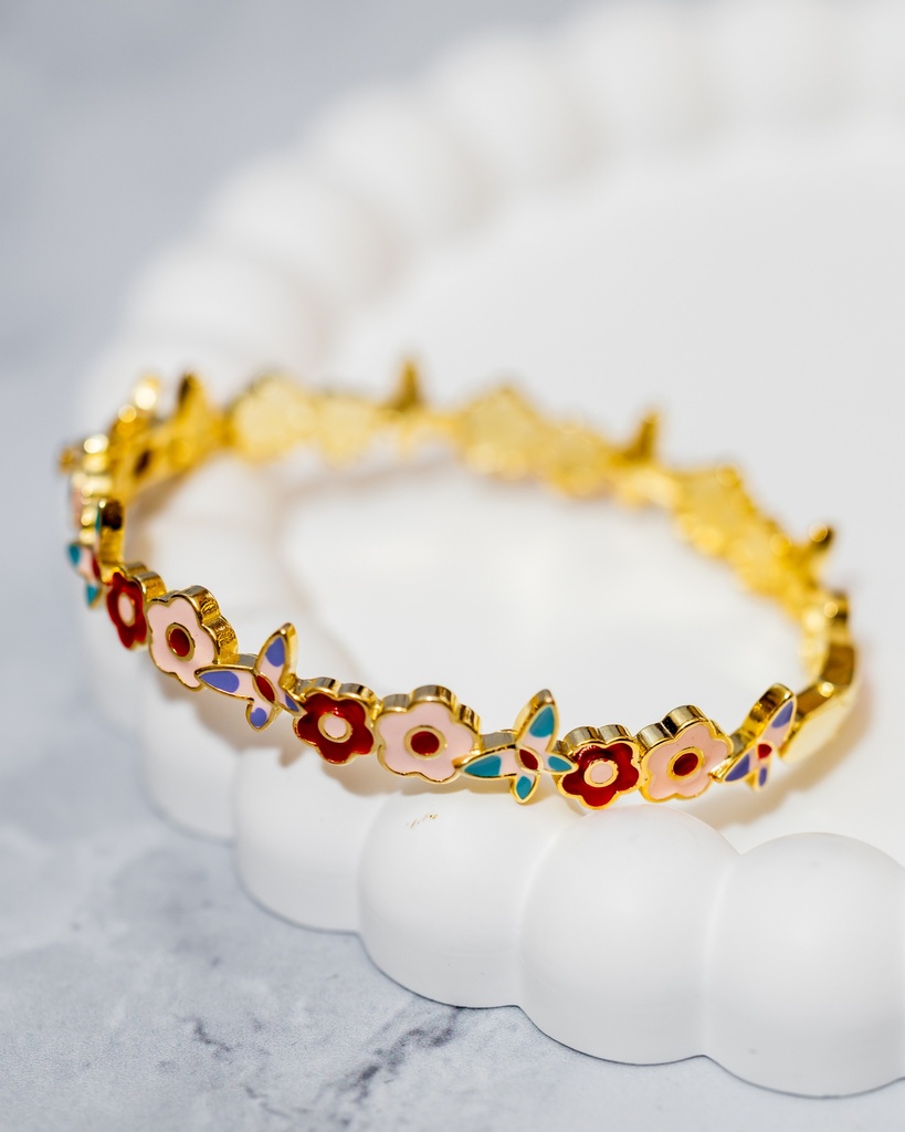 Pulsera Bangle Mariposas y Flores