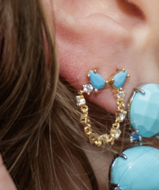 Arete Doble Turquesa y Cristales