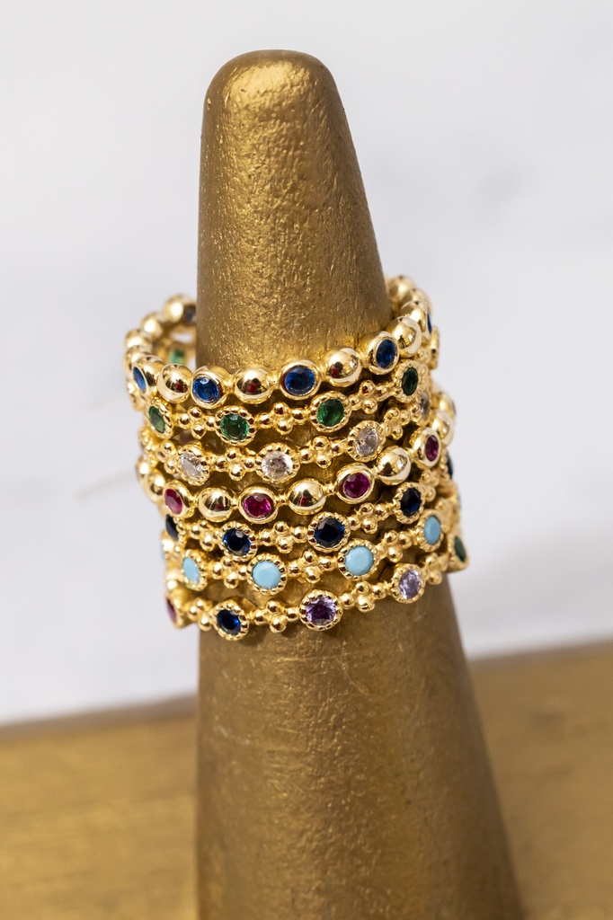 Anillos Punto Colores Dorado 925