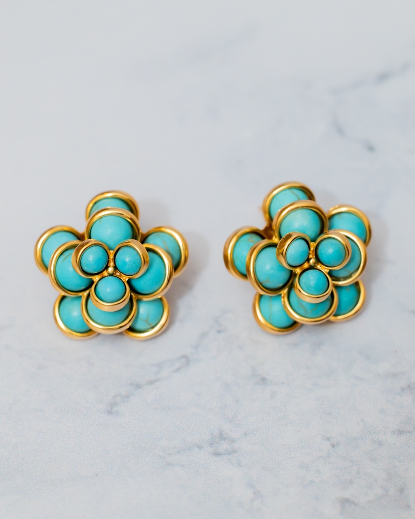 Arete Flores Turquesa