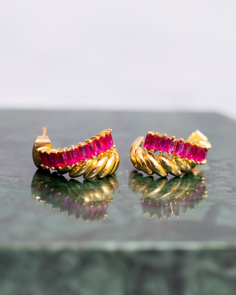 Arete X mitad Cristales mitad dorado