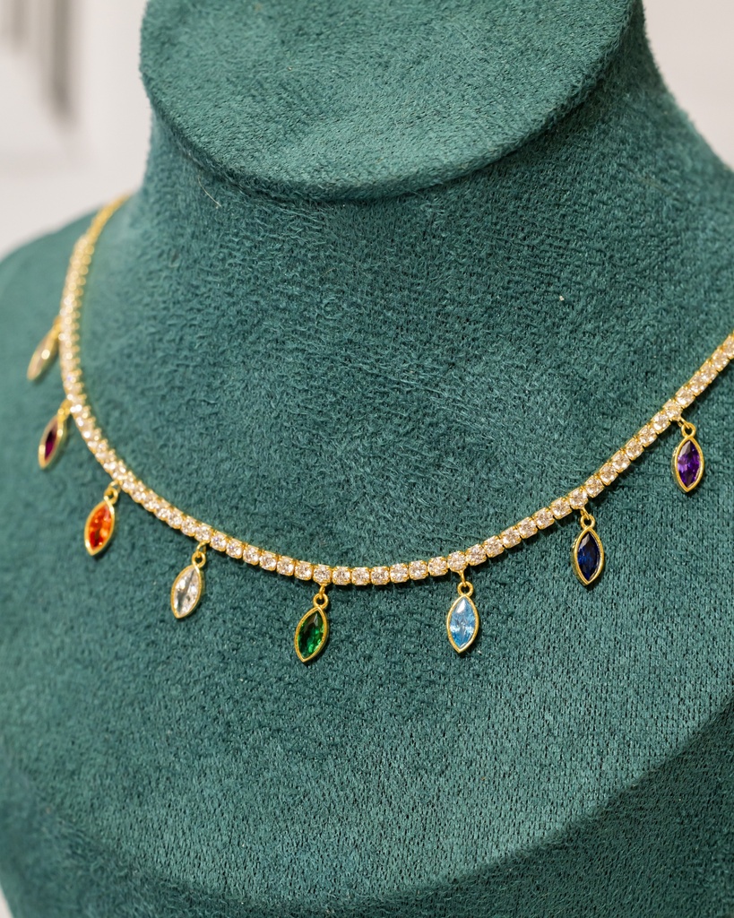 Collar Cristales Gotas Multicolor