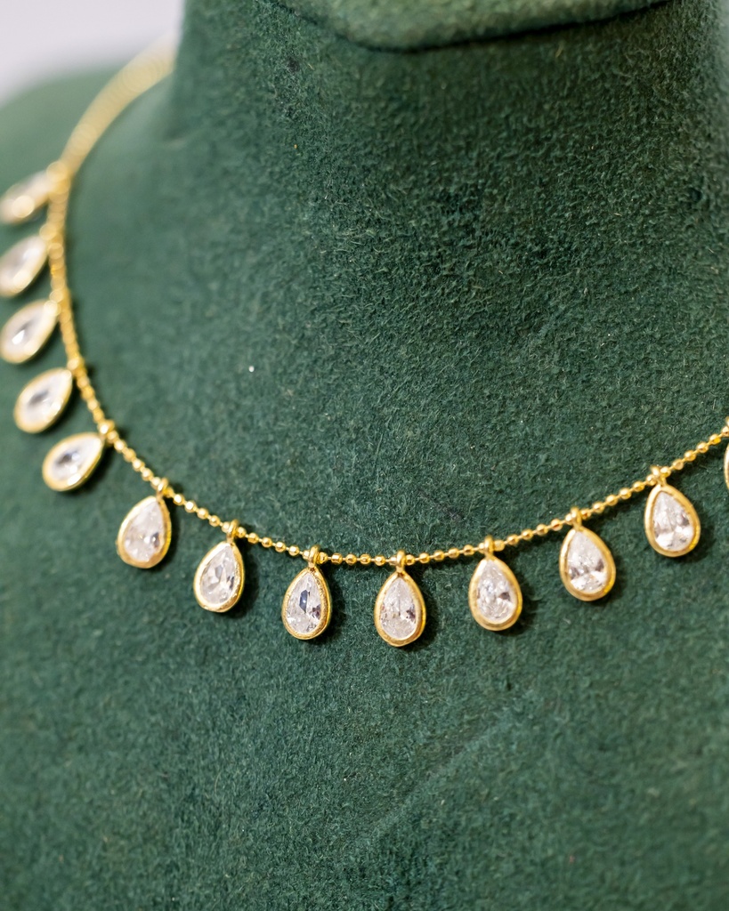 Collar Gotas Clear Dorado