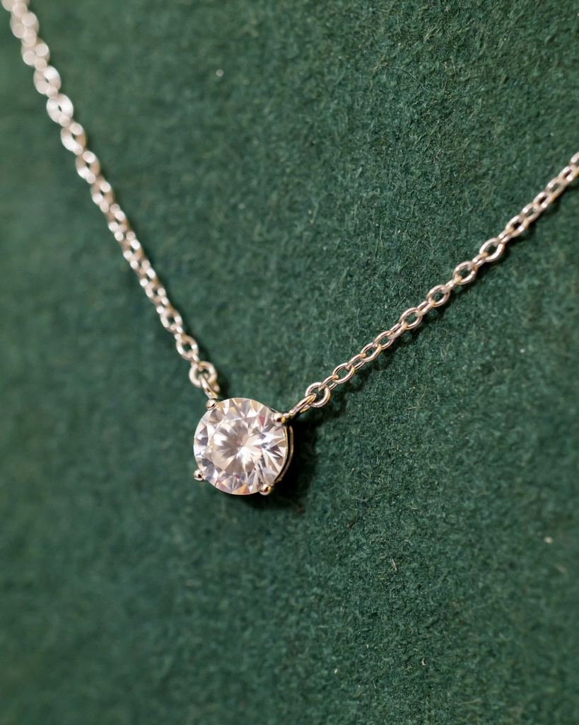 Collar Solitario Plateado 6mm