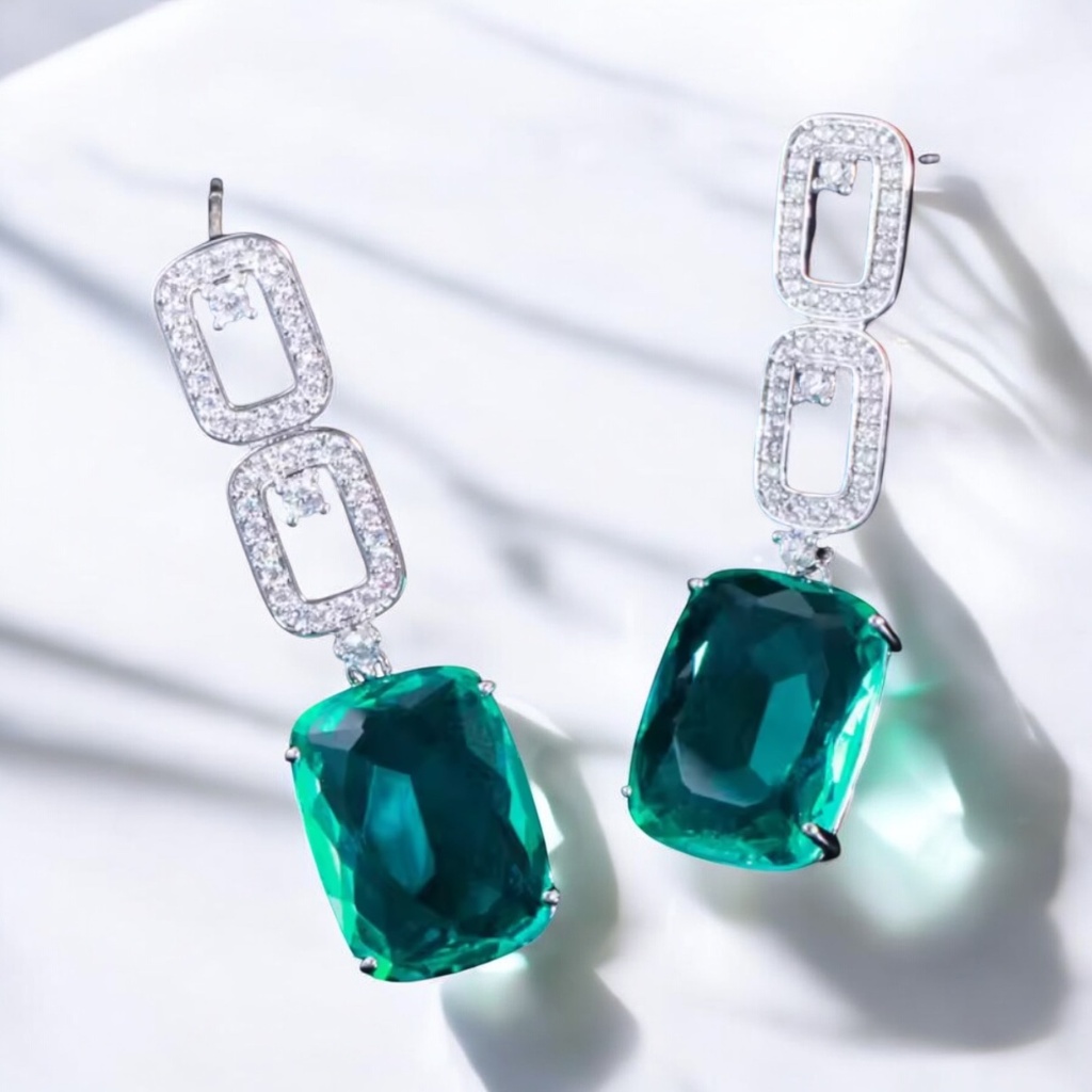 Arete 2 Eslabones Rectangulo Morado