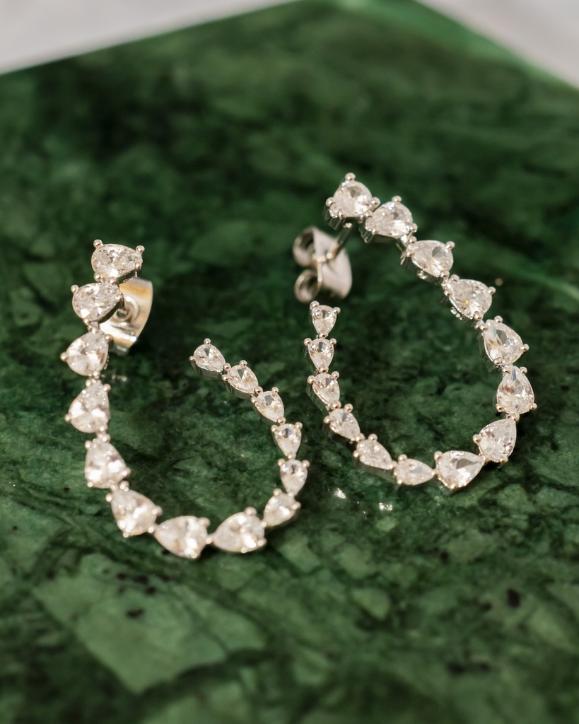 Arete U Cristales Clear Gotas