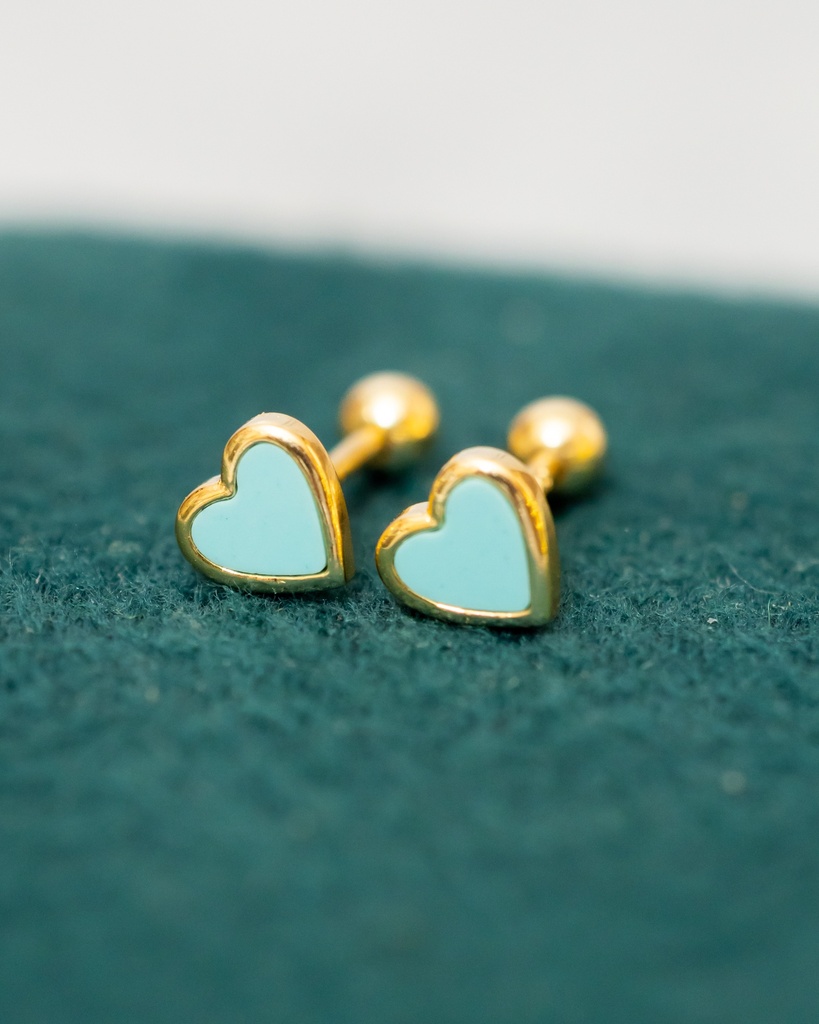 Arete Rosca Corazon Turquesa