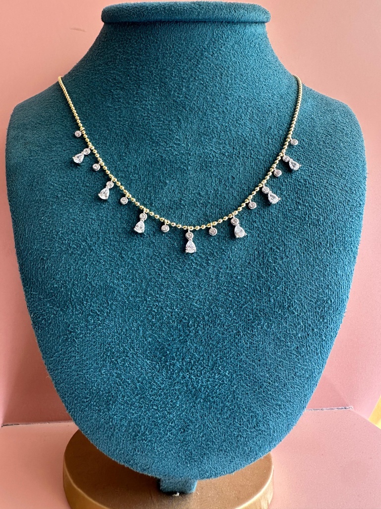 Collar Gotas Colgando Plateado y Dorado