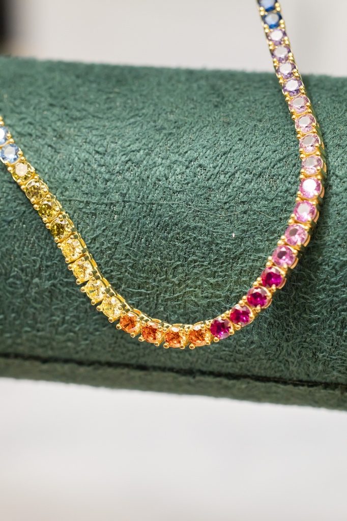 Collar Tennis Rainbow Plateado