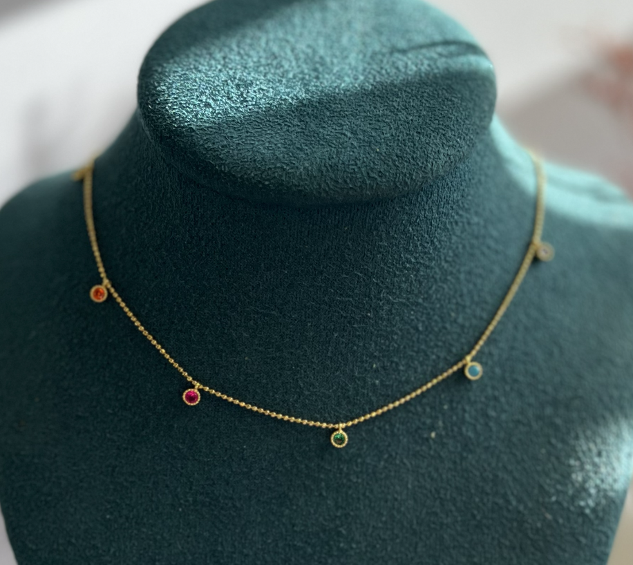 Collar Multi Circulos Colgando Multicolor