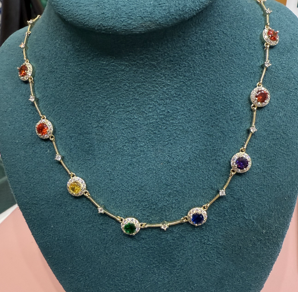 Collar Circulos Multicolor  Cristales