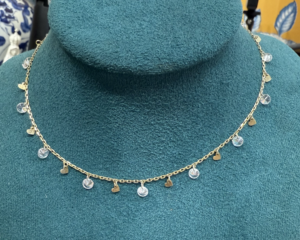 Collar Cristales y Corazon Colgando