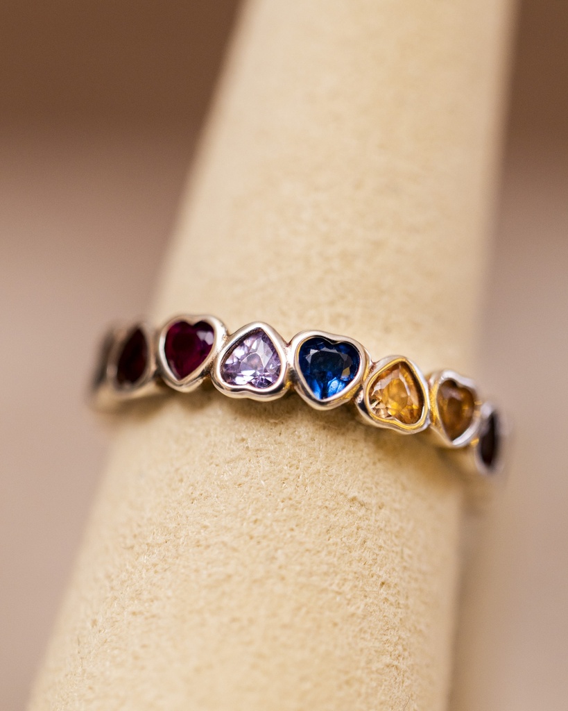 Anillo Up and Down Fino Plateado Multicolor