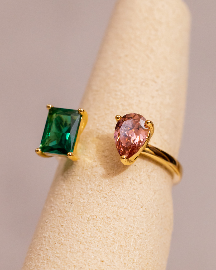 Anillo Abierto 2 Piedras Blue/Purple  #6 