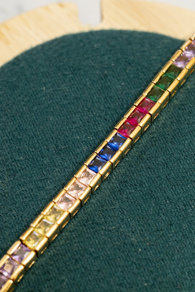 Tennis Bracelet Rainbow Cuadrada