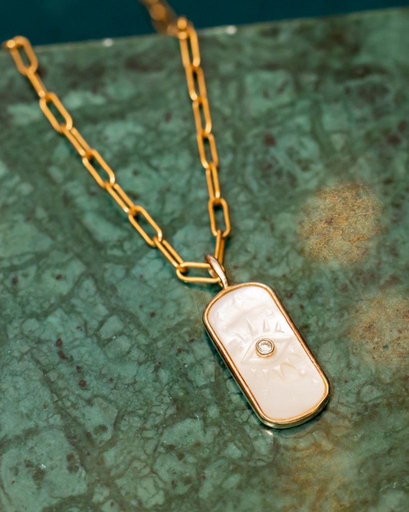 Collar Placa Nacar Ojo