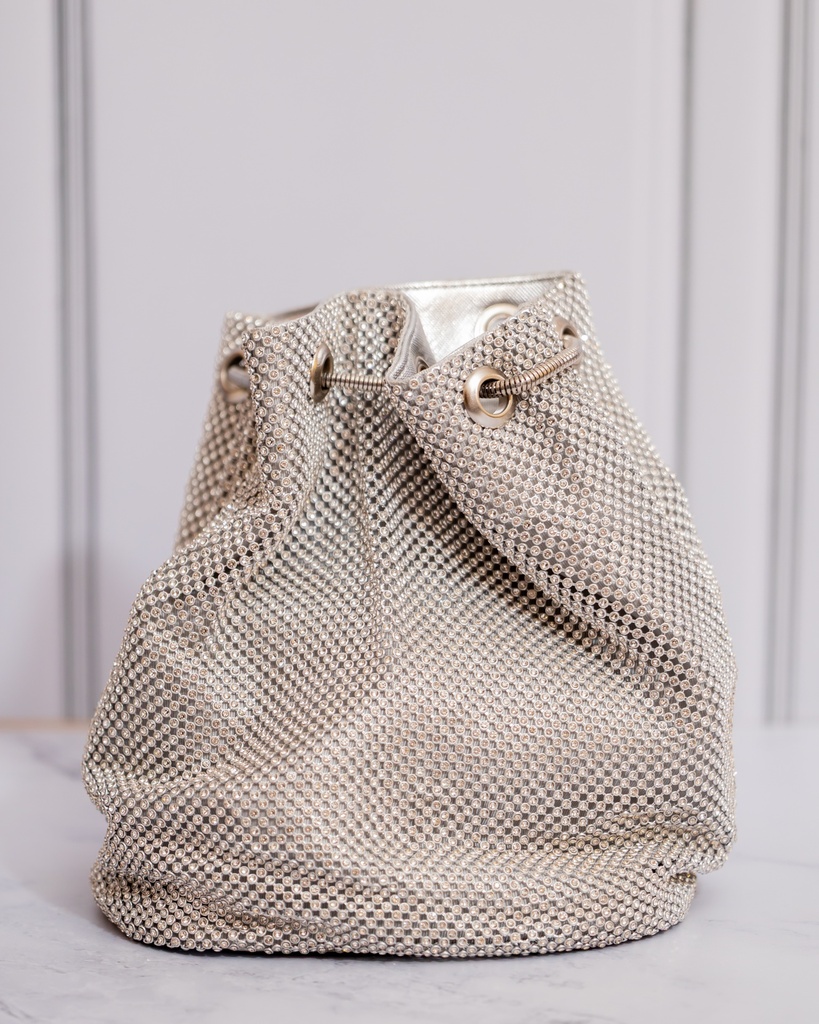 Cartera Crossbody Cristales Plateada