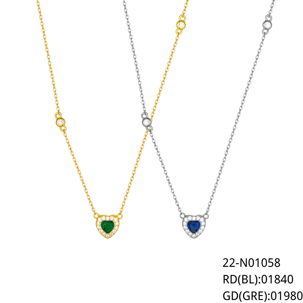 Collar Corazon Verde Cristales Borde