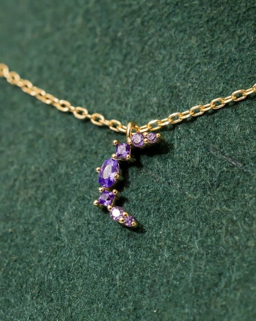 Collar Luna Cristales Morada 925 (R)