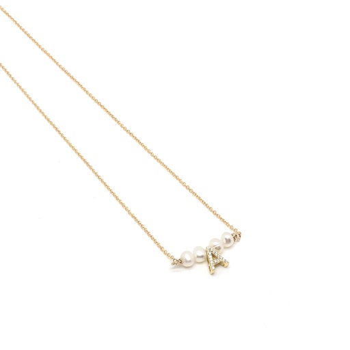 [5569] Collar Inicial Perlas Cristales