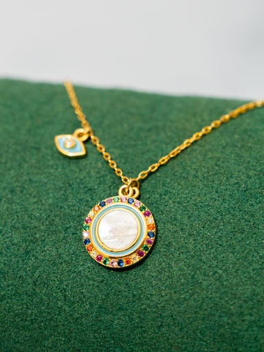 [25-N13164] Collar Circulo Nacar Rainbow Ojo