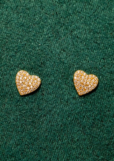 Arete Corazon Cristales Dorado