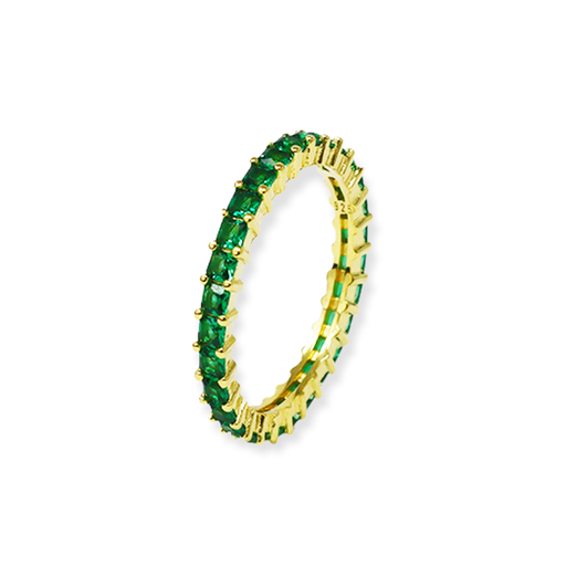 Anillo Fino Cristales Verde 925