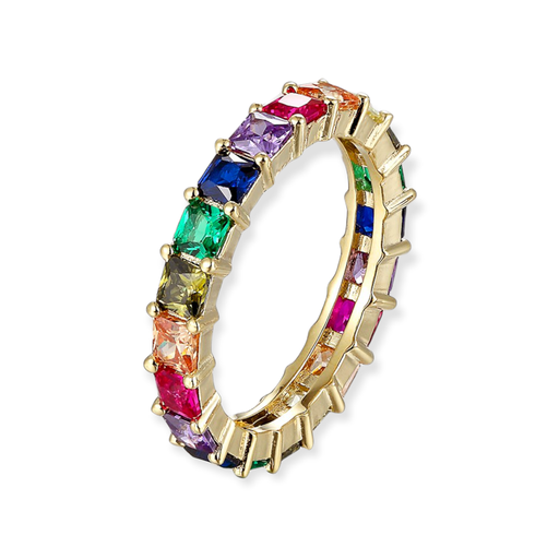 Anillo Fino Multicolor 925 Cuadrados