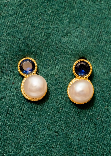 [8-E22410] Alexis Pearl Earrings Azul